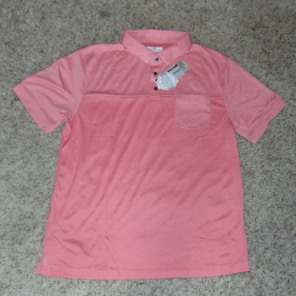 Mens Golf Polo Shirt Grand Slam Pink Coral XL Short Sleeve Dri-Flo 1 Pkt Collar - Picture 2 of 5
